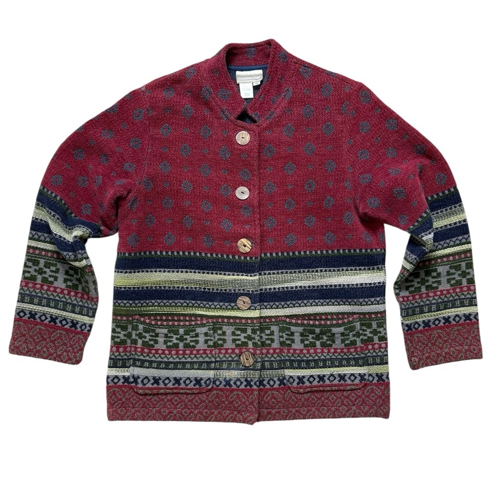 Vintage Coldwater Creek Jacket Cardigan Sweater Shacket Boho Tapestry M Medium